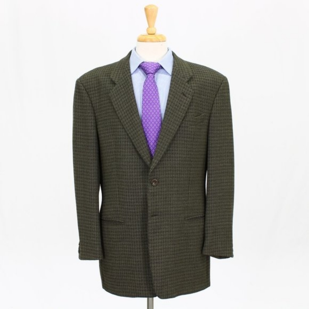 Armani Collezioni 42R Green Check 2-Button Sport Coat Blazer Jacket V418
